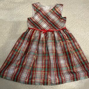 Bonnie Jean Festive Plaid Dress with Gold Accents
